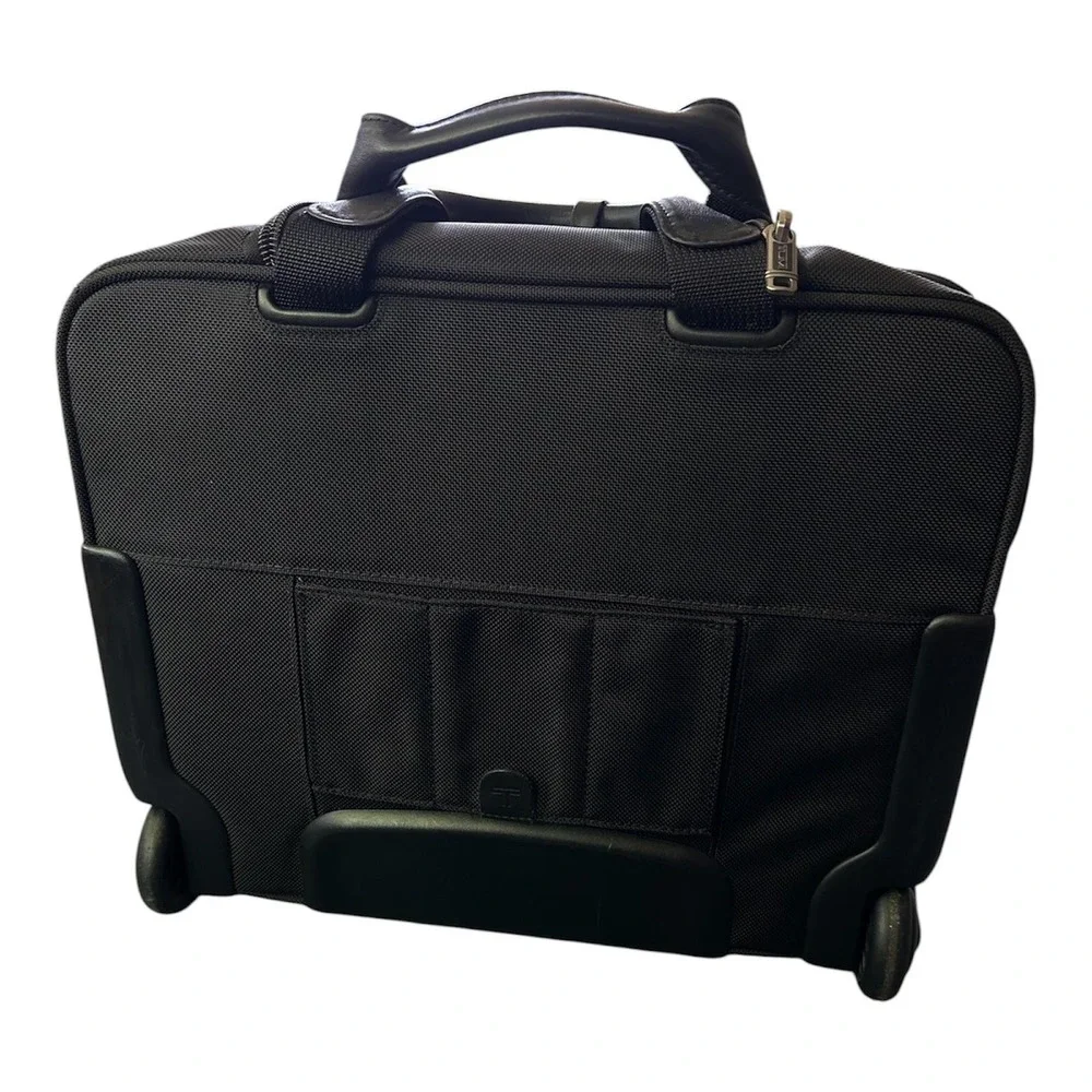 TUMI Alpha Wheeled Compact Computer Brief Black Ballistic Nylon Rolling 26102